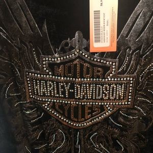 Harley Davidson bejeweled scoop neck top